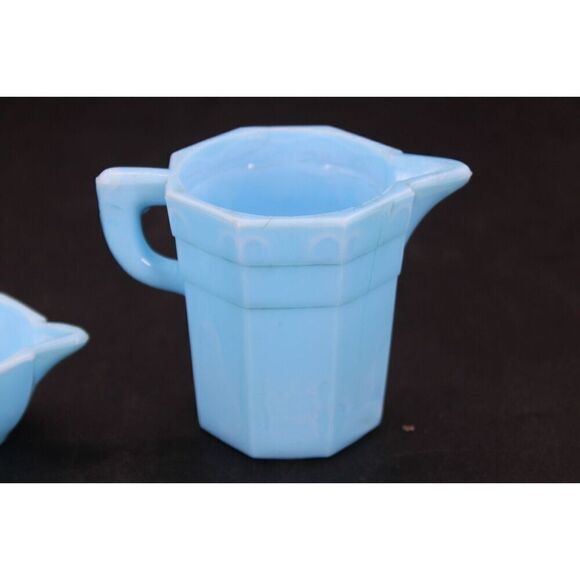 1930s Blue Agate SLAG GLASS Childrens Toy TEA SET 3 Pieces - Picture 11 of 16